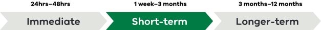 Image of response times - immediate, short term, longer term. Short-term (1 week to 3 months) highlighted